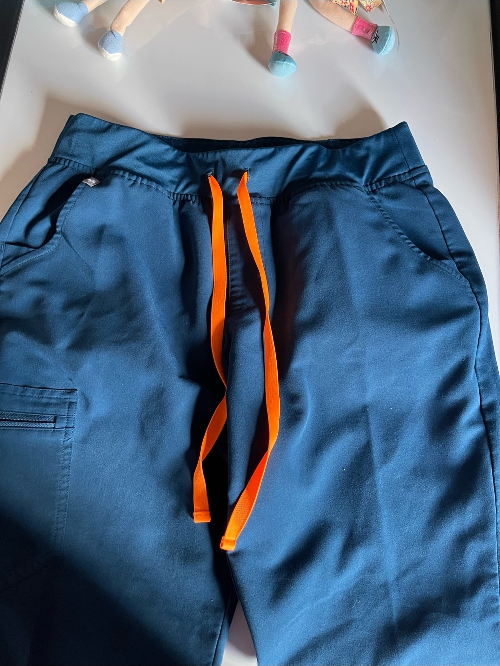 Figs Women's Navy Pants with Orange Drawstring